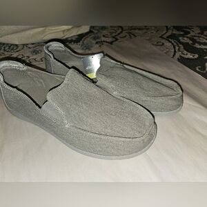 New Mens Eddie Bauer Grey Canvas Loafers SZ 13